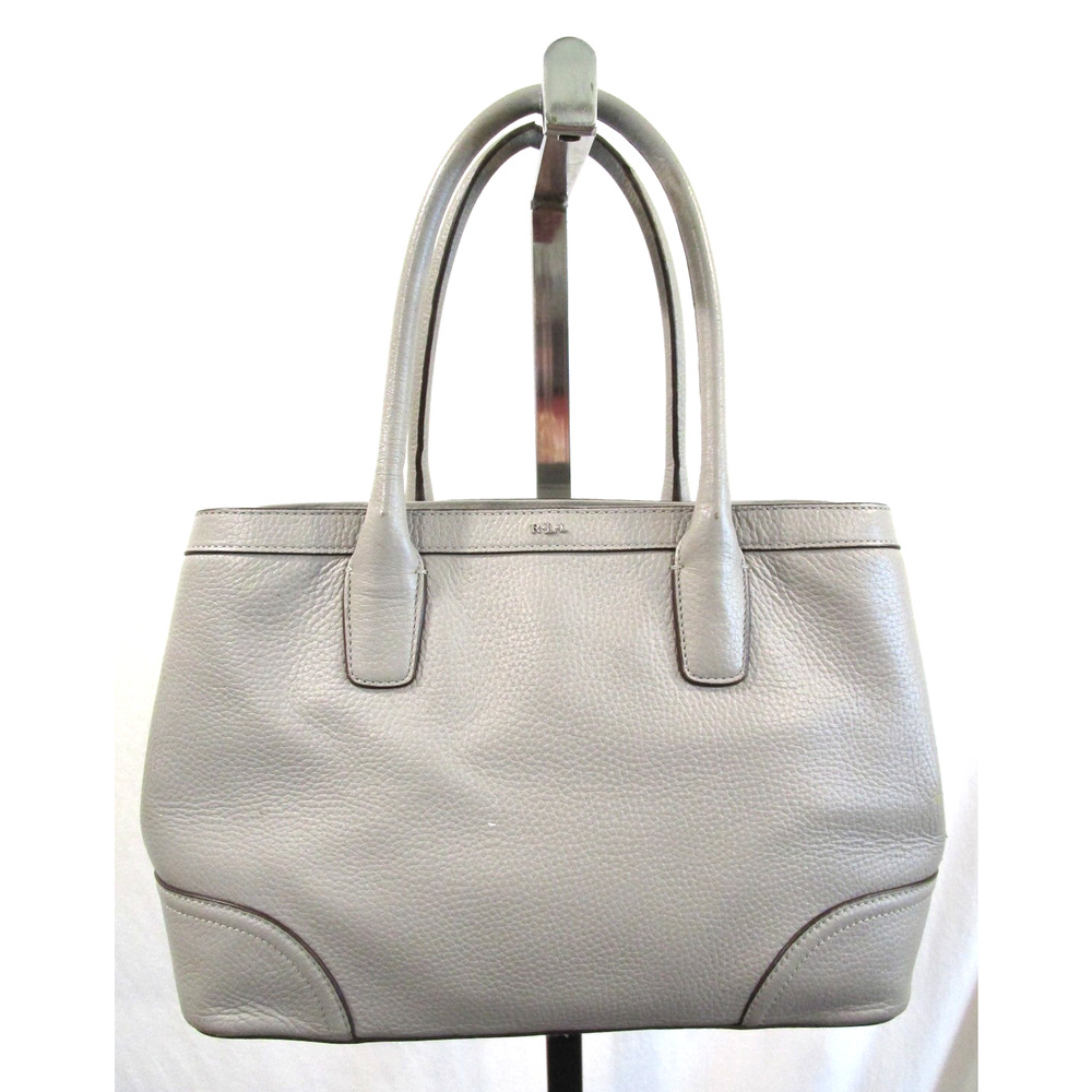 Lauren Ralph Lauren Medium Size Gray Leather Satchel Handbag